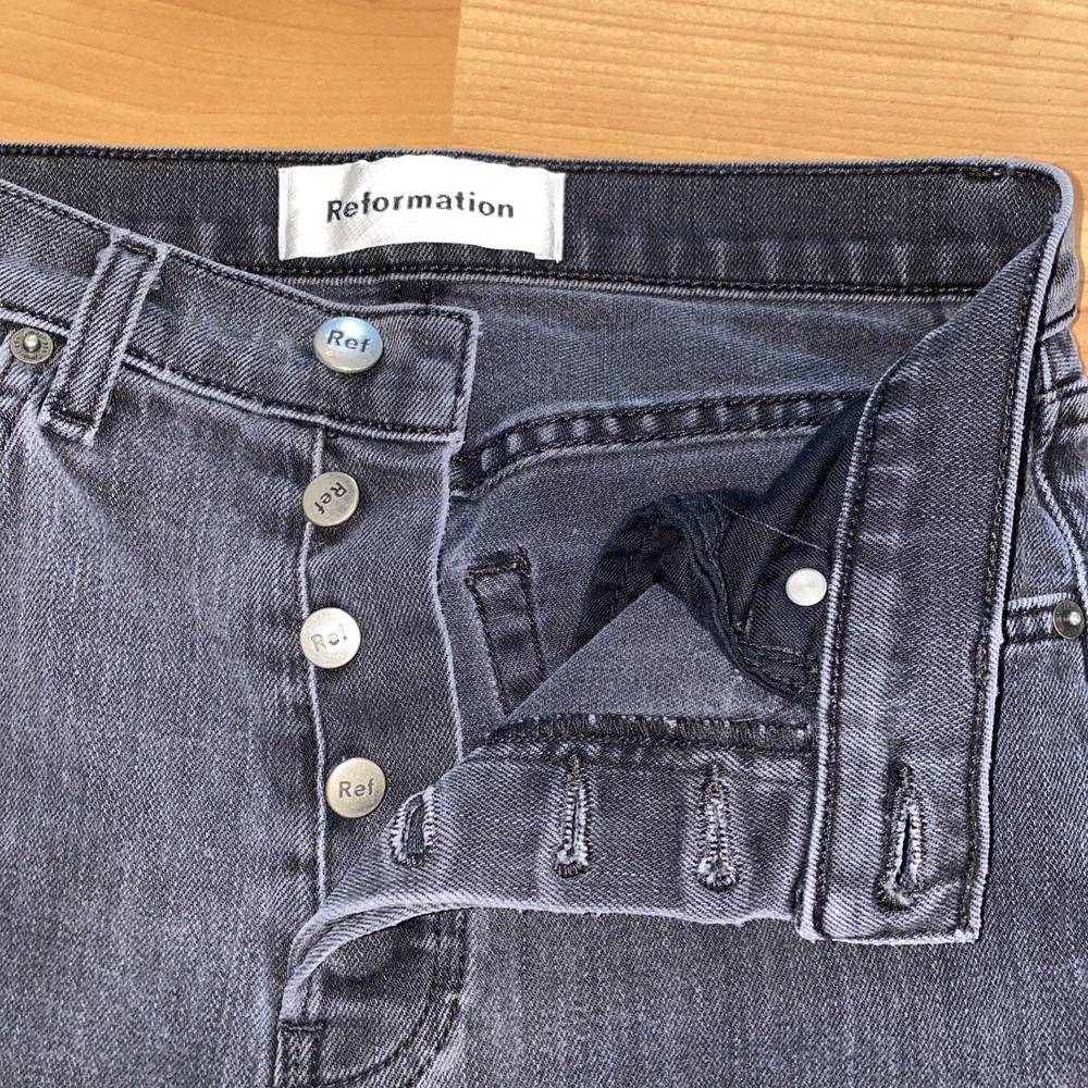Reformation Jeans Serena High Rise Skinny Crop‎ Black Wash Denim Size 26 - Picture 8 of 10